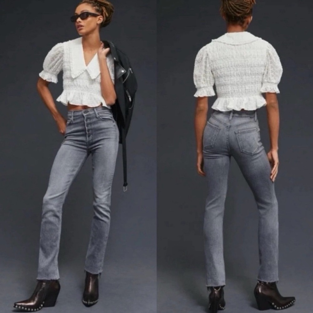 MOTHER The Pixie Dazzler Ankle Fray Digging up dirt Size 28 Button fly high rise